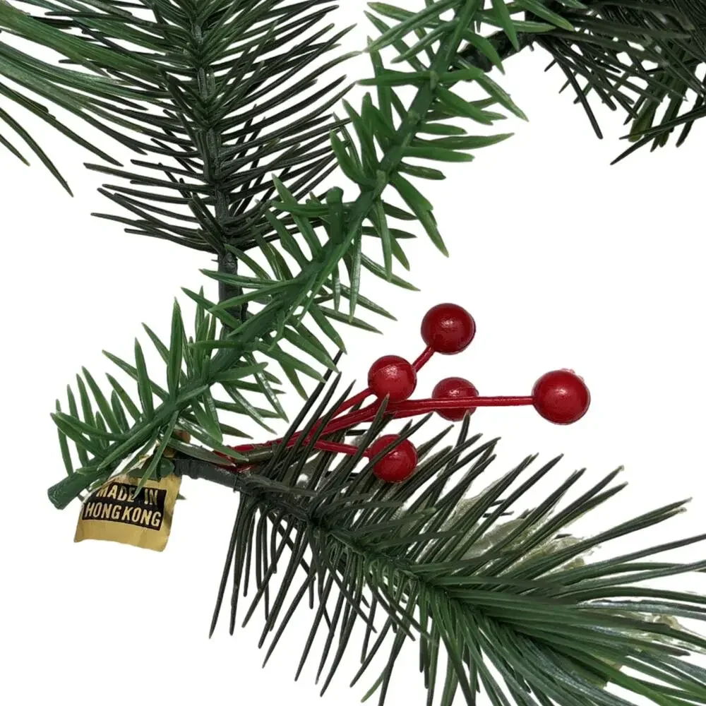 1960s Plastic Christmas GARLAND With Pine Cones & Red Berries Made in Hong Kong